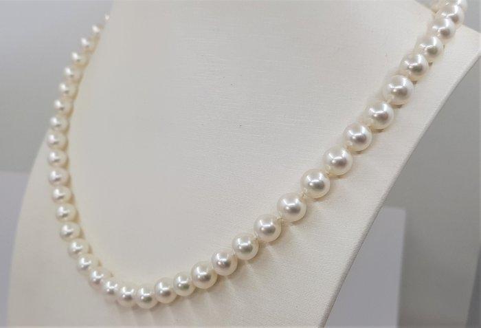 Halsketting Zilver, 6x7mm heldere Akoya parels, Sieraden, Tassen en Uiterlijk, Kettingen