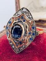 Zonder Minimumprijs - Ring - 9 kt. Roségoud, Zilver Saffier, Sieraden, Tassen en Uiterlijk, Ringen, Nieuw