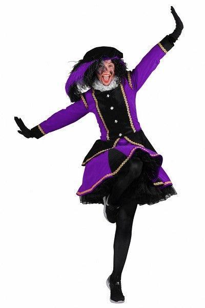 Zwarte Piet Dame Madrid Zwart-Paars - L, Diversen, Sinterklaas, Verzenden