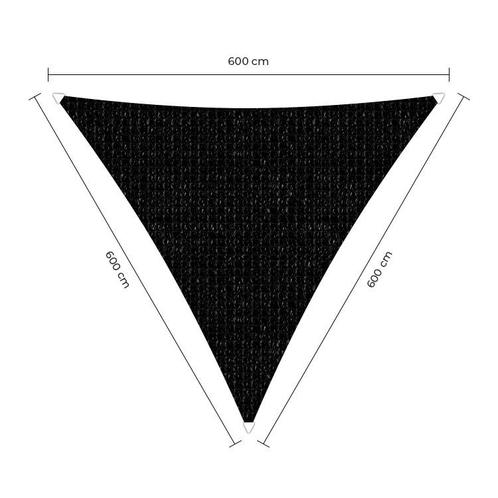 Driehoek schaduwdoek - Zwart - Waterdoorlatend - 6,0 x 6,0 x, Tuin en Terras, Schaduwdoeken, Ophalen of Verzenden