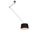 Hanglamp staal met linnen kap zwart 35 cm - Blitz, Nieuw, Overige stijlen