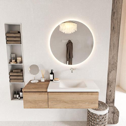 MONDIAZ BUKLA 120cm badmeubel met module 40 kleur Washed Oak, Doe-het-zelf en Verbouw, Sanitair, Bad, Nieuw, Ophalen of Verzenden