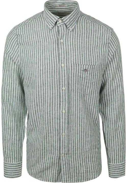 Gant Casual Overhemd Streep Linnen Groen maat M Heren, Kleding | Heren, Overhemden, Groen, Nieuw, Verzenden
