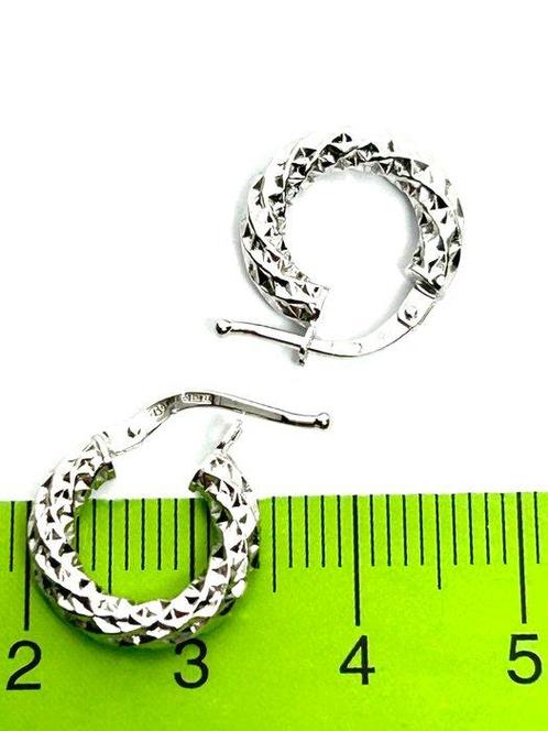 Zonder Minimumprijs - Hoepel oorbellen - 18 karaat Witgoud, Sieraden, Tassen en Uiterlijk, Antieke sieraden
