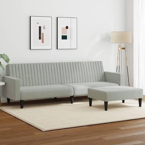 vidaXL 2-delige Loungeset fluweel lichtgrijs, Huis en Inrichting, Banken | Bankstellen, Nieuw, Stof, Vierpersoons of meer, Verzenden