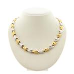 Bicolor gouden fantasie schakel collier | 44 cm (witgoud), Sieraden, Tassen en Uiterlijk, Kettingen, Ophalen of Verzenden, Gebruikt