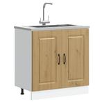 vidaXL Spoelbakonderkast Kalmar 80x46x81,5 cm hout, Huis en Inrichting, Keuken | Keukenelementen, Verzenden, Nieuw, Bruin