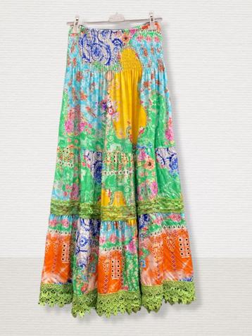 Franse kleurrijke luchtige rok, boho jurk GROEN kleur, beschikbaar voor biedingen