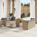 vidaXL 9-Persoons Tuin Sofa Set met Kussens Beige Poly, Verzenden, Nieuw, Rotan