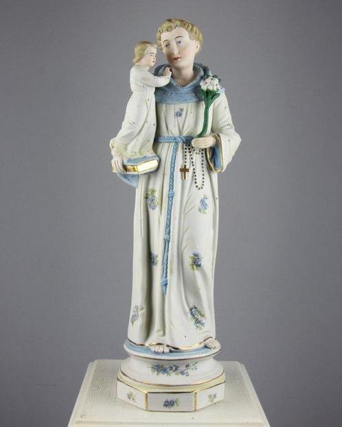 Beeldje - Sint Antonius van Padua - Bisque Porselein, Antiek en Kunst, Kunst | Niet-Westerse kunst