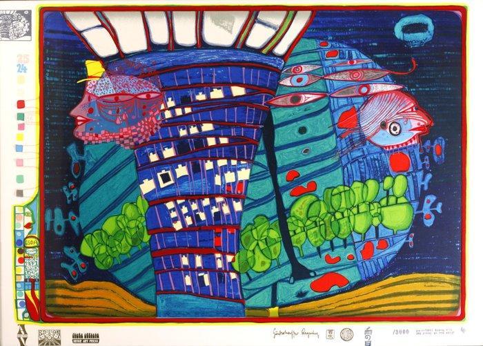 Friedensreich Hundertwasser (1928-2000) - Flucht ins All, Antiek en Kunst, Antiek | Overige Antiek