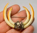 900 zilver - Jagers Trofee - Vier Tanden - Broche