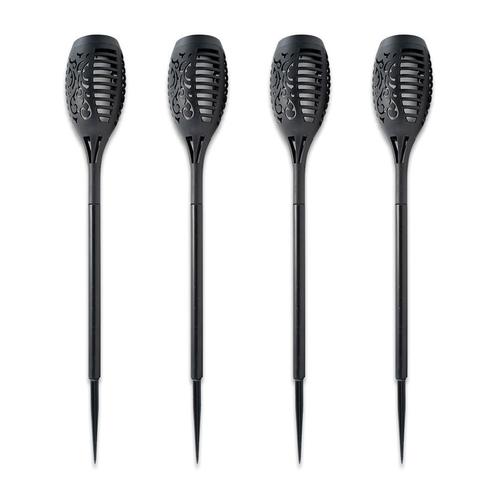 Ledisons Solar LED-priklamp Flame zwart set 4 stuks, Tuin en Terras, Buitenverlichting