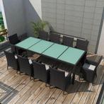vidaXL 11-delige Tuinset met kussens poly rattan zwart, Tuin en Terras, Tuinsets en Loungesets, Meer dan 8 zitplaatsen, Nieuw