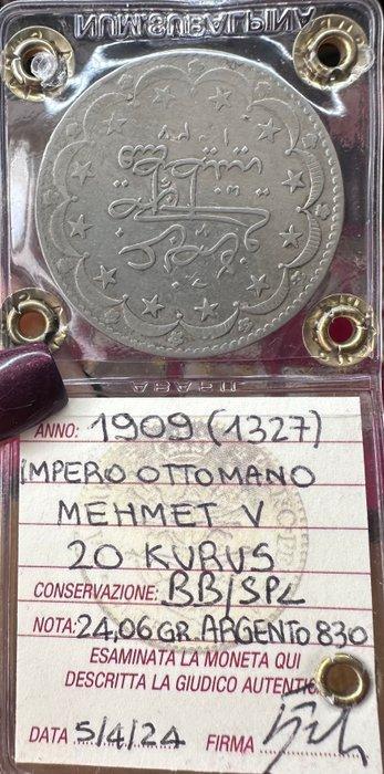 Ottomaanse Rijk. Sultan Mehmet V. Antike Münze 20 kurus 1909, Postzegels en Munten, Munten | Europa | Niet-Euromunten