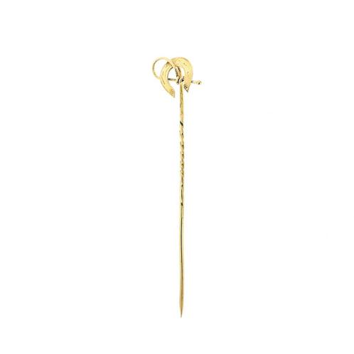 Gouden reversspeld, dasspeld | Hoefijzer met zweep (vintage), Sieraden, Tassen en Uiterlijk, Broches, Overige kleuren, Gebruikt