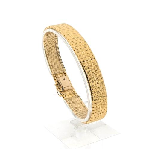 Vintage brede gouden armband | 19,5 cm (schakel armband), Sieraden, Tassen en Uiterlijk, Armbanden, Overige kleuren, Gebruikt