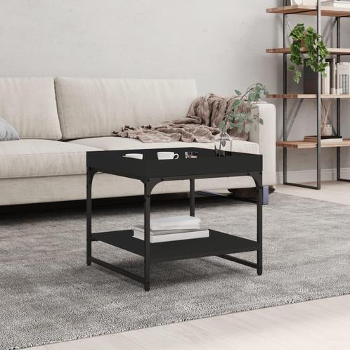 vidaXL Salontafel 49,5x49,5x45 cm bewerkt hout zwart, Huis en Inrichting, Tafels | Salontafels, 50 tot 100 cm, Nieuw, Overige houtsoorten