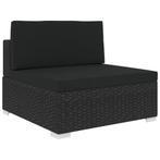 vidaXL Middenbank 1 st met kussens poly rattan zwart, Verzenden, Nieuw, Rotan