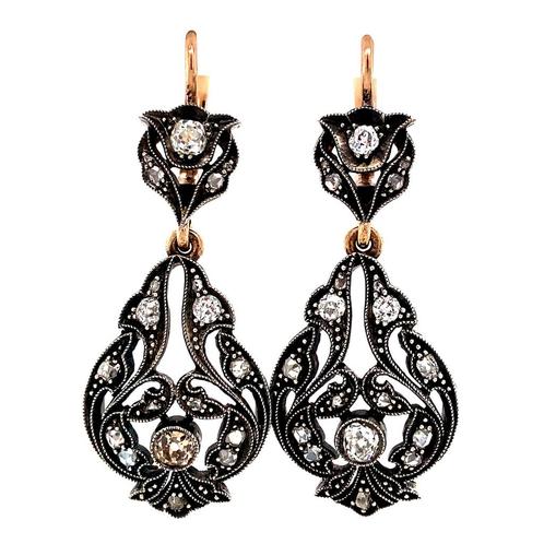 Roségouden oorhangers met diamant 14 krt/925, Sieraden, Tassen en Uiterlijk, Oorbellen, Nieuw, Ophalen of Verzenden