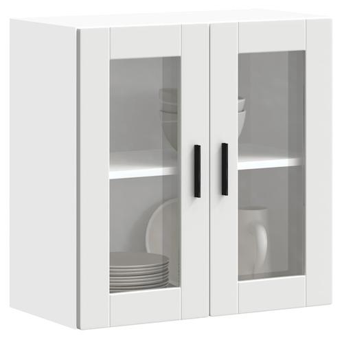 vidaXL Keukenwandkast met glazen deur Porto wit, Huis en Inrichting, Keuken | Keukenelementen, Wit, Nieuw, Verzenden