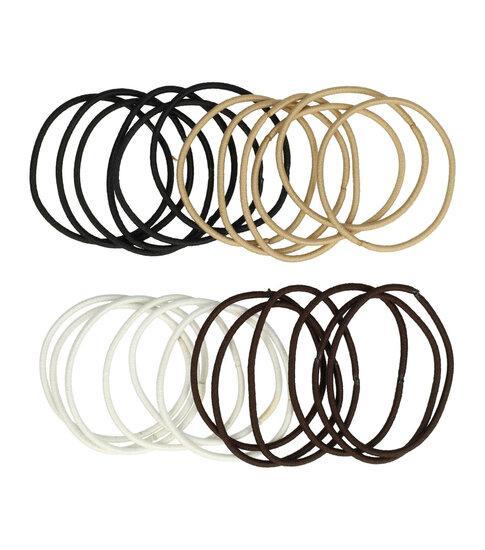 Haarelastieken Dun 24 Stuks Zwart Wit Bruin, Sieraden, Tassen en Uiterlijk, Uiterlijk | Haarverzorging, Verzenden