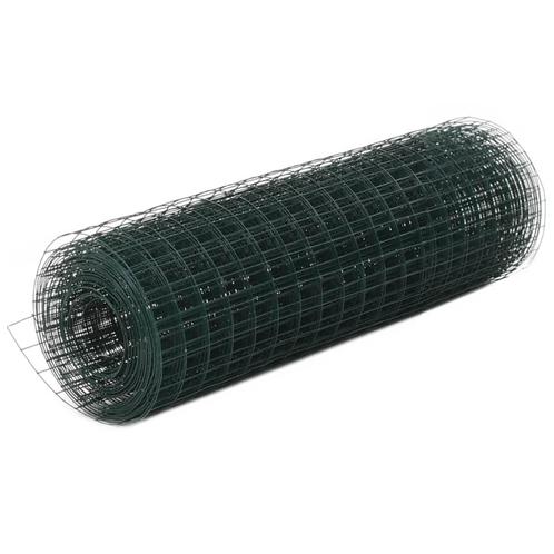 vidaXL Kippengaas 25x0,5 m staal met PVC coating groen, Tuin en Terras, Schuttingen, Nieuw, IJzer, Minder dan 1 meter, Verzenden