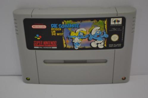 Die Schlümpfe Reisen Um Die Welt (SNES NOE), Spelcomputers en Games, Games | Nintendo Super NES, Zo goed als nieuw, Verzenden