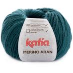 Katia Merino Aran - 44 donkerturquoise - Merinogaren, Hobby en Vrije tijd, Breien en Haken, Ophalen of Verzenden, Nieuw