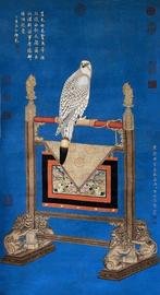 INK AND COLOR ON SILK PAINTING EAGLE - Signed - China, Antiek en Kunst