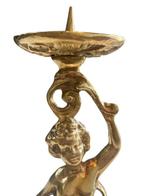 Kandelaar Met Cherub - Messing - 29 cm - 1,6 kg, Antiek en Kunst