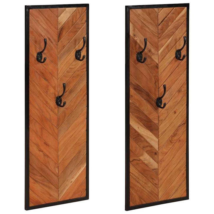 vidaXL Kapstokken 2 st 35x1x90 cm massief acaciahout, Huis en Inrichting, Woonaccessoires | Kapstokken, Nieuw, Verzenden
