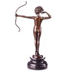 Figuur - Bronzefigur Weiblicher Akt mit Bogen 32cm - Brons,