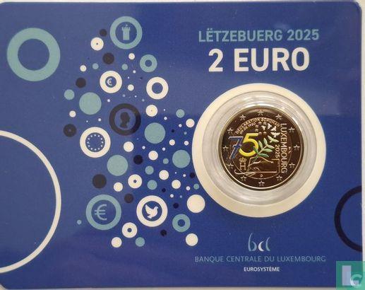 Luxemburg 2 euro 2025 (coincard - gekleurd) 75th Anniver..., Postzegels en Munten, Munten | Europa | Euromunten, Losse munt, Verzenden
