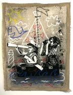Elisée Skayzoo - Enfants sur Le même bateau, Antiek en Kunst, Kunst | Schilderijen | Modern
