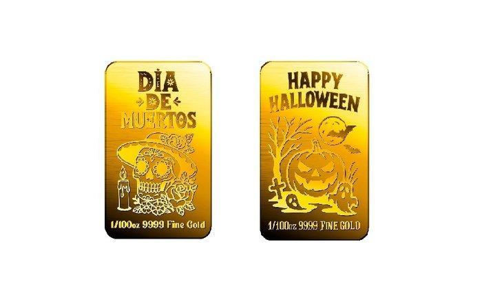 2 x 1/100 Troy Ounce - Goud .999 - Scottsdale - Dia de, Postzegels en Munten, Edelmetalen en Baren
