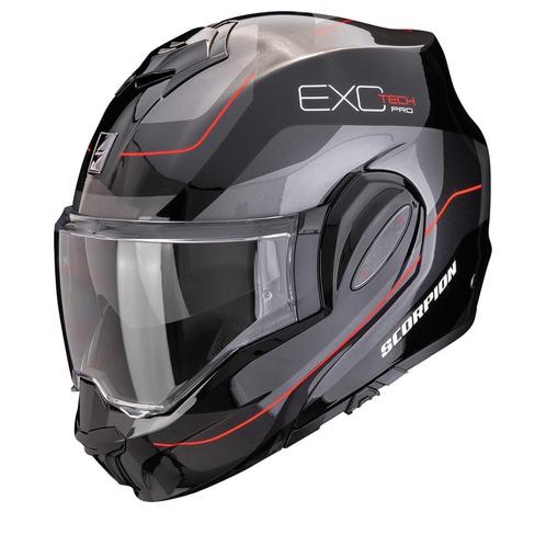 Scorpion Exo-Tech Evo Pro Commuta Zwart-Zilver-Rood, Motoren, Kleding | Motorhelmen, Systeemhelm, Heren, XS, Nieuw met kaartje