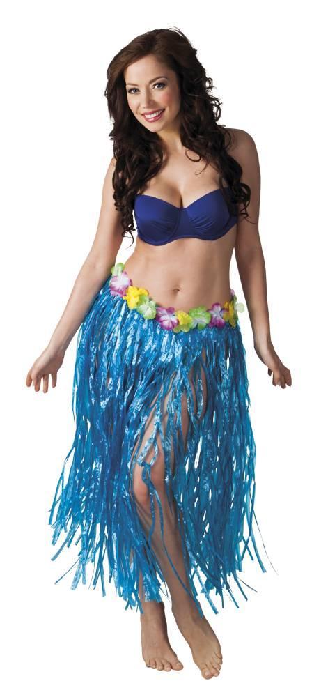 Hawaii rok lang blauw 80cm, Kleding | Dames, Carnavalskleding en Feestkleding, Nieuw, Ophalen of Verzenden