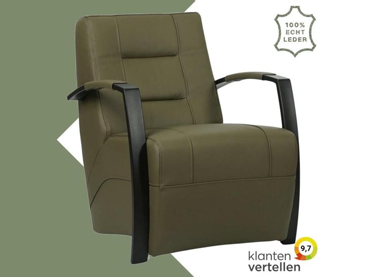 Leren fauteuil Magnificent - Toledo Olive (olijf/goen), Huis en Inrichting, Fauteuils, 50 tot 75 cm, 75 tot 100 cm, Nieuw, Leer