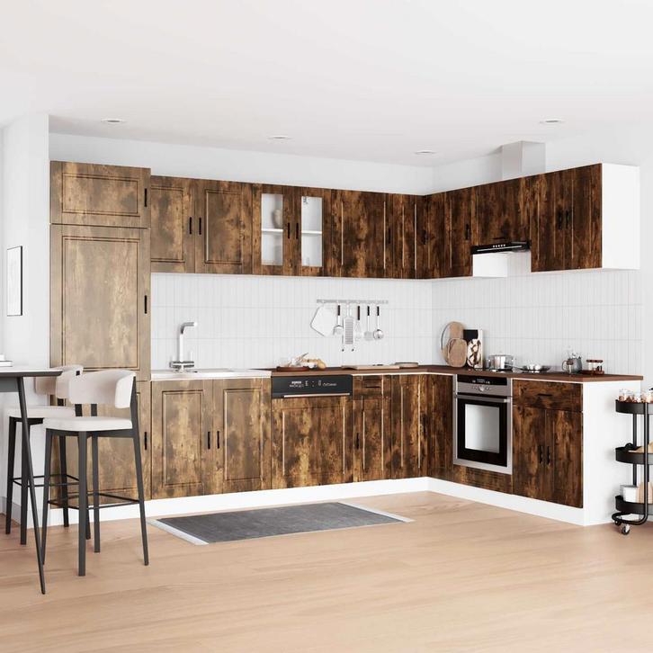 vidaXL Wastafel onderkast met opslag Porto 2 pcs Bruin, Huis en Inrichting, Tafels | Kaptafels, Nieuw, Verzenden