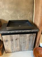 Badkamermeubel hout & hardsteen 96×50×85 – showroommodel, Nieuw