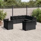 vidaXL 11-delige Loungeset met kussens poly rattan zwart, Tuin en Terras, Tuinsets en Loungesets, Verzenden, Nieuw, Rotan, Loungeset