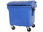 Vuilcontainer 1100 liter 4-wiel rond deksel blauw, Ophalen of Verzenden