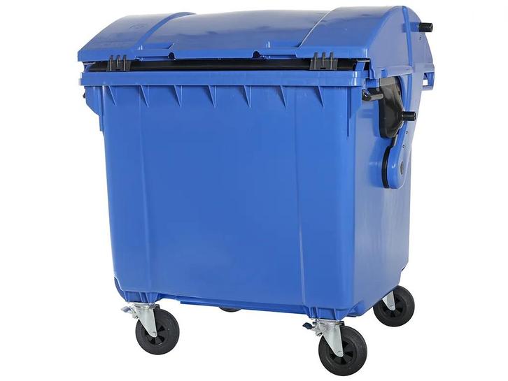 Vuilcontainer 1100 liter 4-wiel rond deksel blauw, Zakelijke goederen, Kantoor en Winkelinrichting | Magazijn, Stelling en Opslag