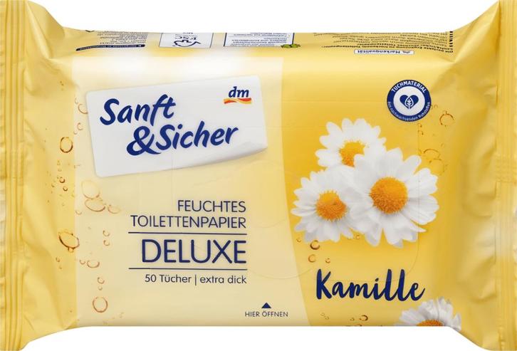 Sanft & Sicher Vochtig toiletpapier luxe kamille, 50 st, Huis en Inrichting, Schoonmaakartikelen, Verzenden