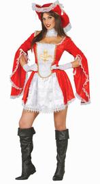 Musketier Kostuum Rood Wit, Kleding | Dames, Nieuw, Verzenden