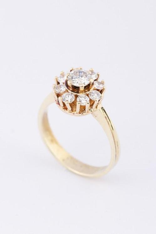 Gouden entourage ring met briljanten, Sieraden, Tassen en Uiterlijk, Ringen, Verzenden