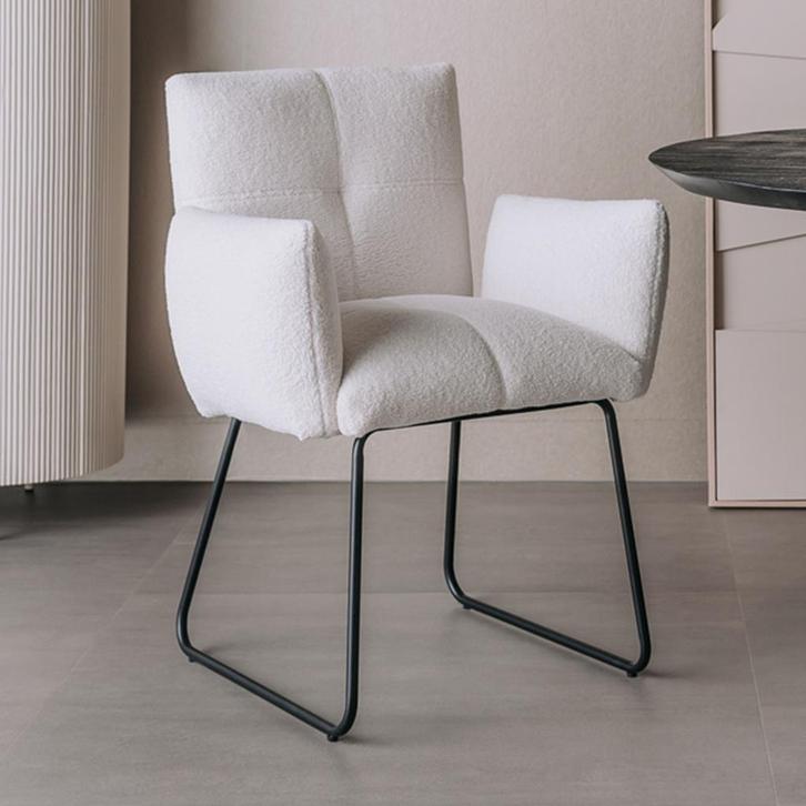 *WOONWINKEL* Tower Living Dante Witte Teddy Eetkamerstoel, Huis en Inrichting, Stoelen, Wit, Nieuw, Verzenden