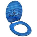 vidaXL Toiletbril met deksel waterdruppel MDF blauw, Verzenden, Nieuw