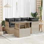 vidaXL 5-delige Loungeset met kussens poly rattan lichtgrijs, Tuin en Terras, Tuinsets en Loungesets, Verzenden, Nieuw, Rotan